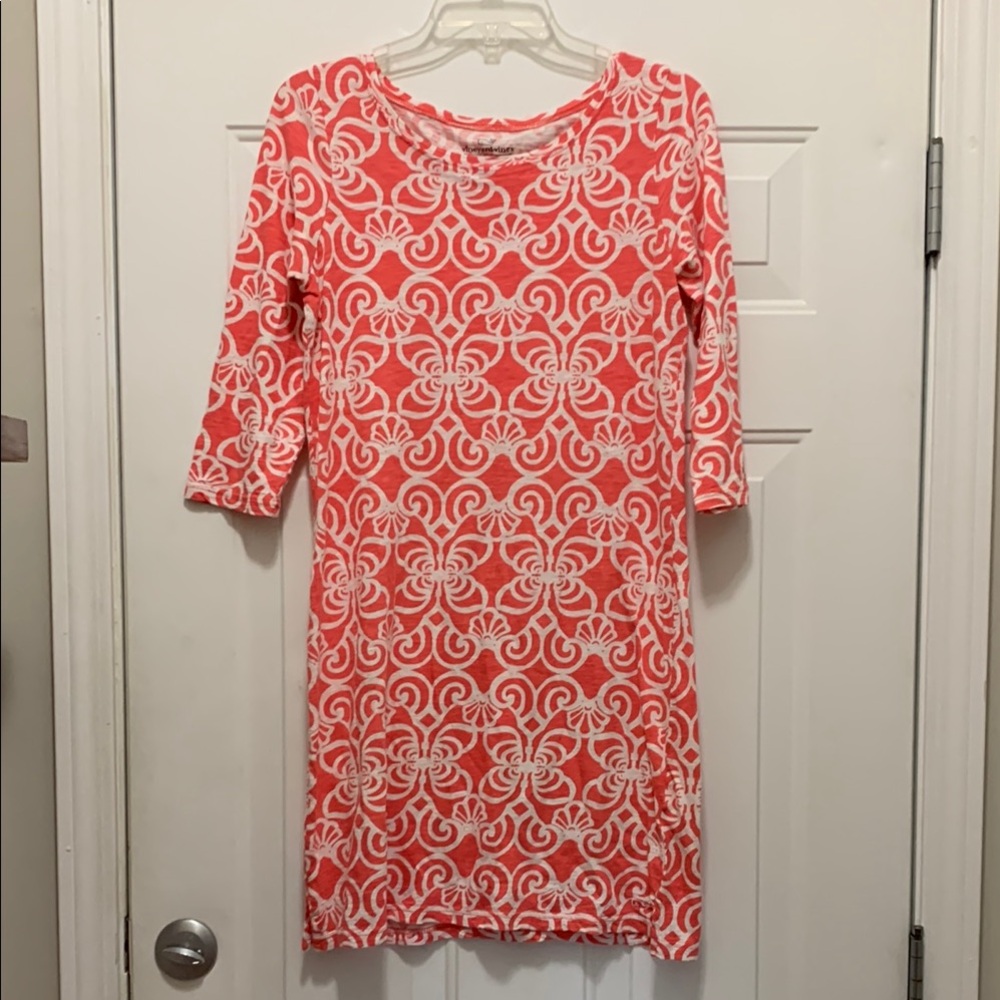 Vineyard Vines Pink and White Patterned Dress Size XS